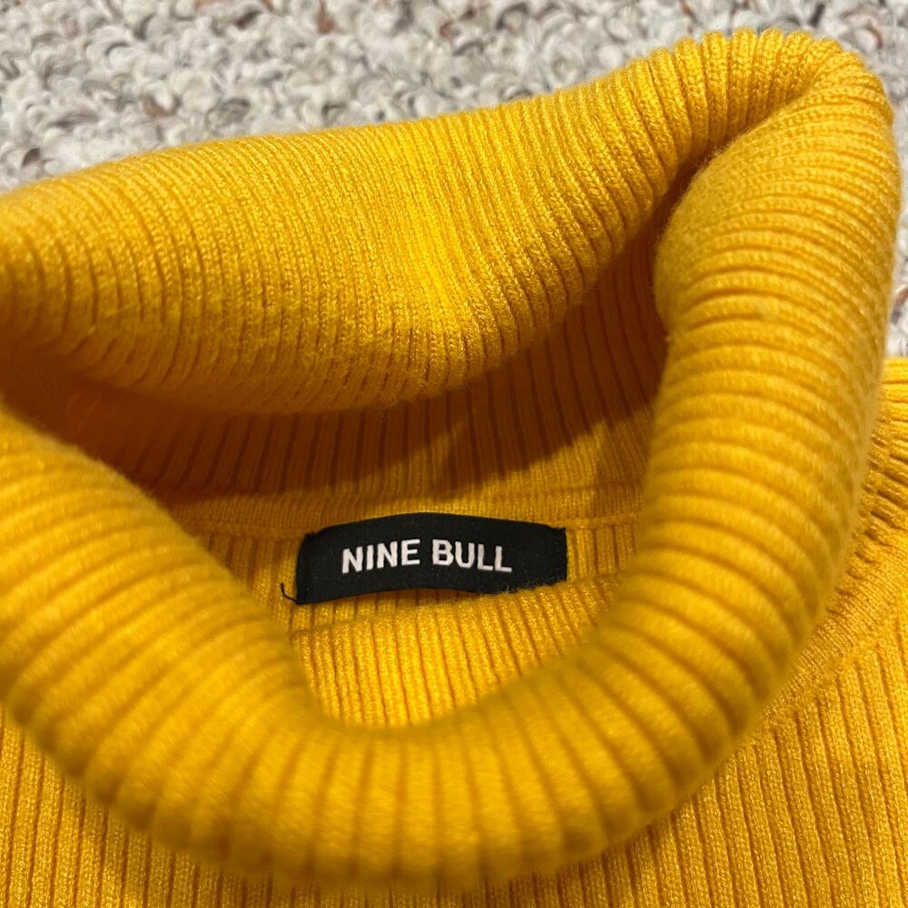 Nine Bull Ribbed Turtleneck Long Sleeve Sweater Sz L Yellow Classic Casual - Picture 2 of 7